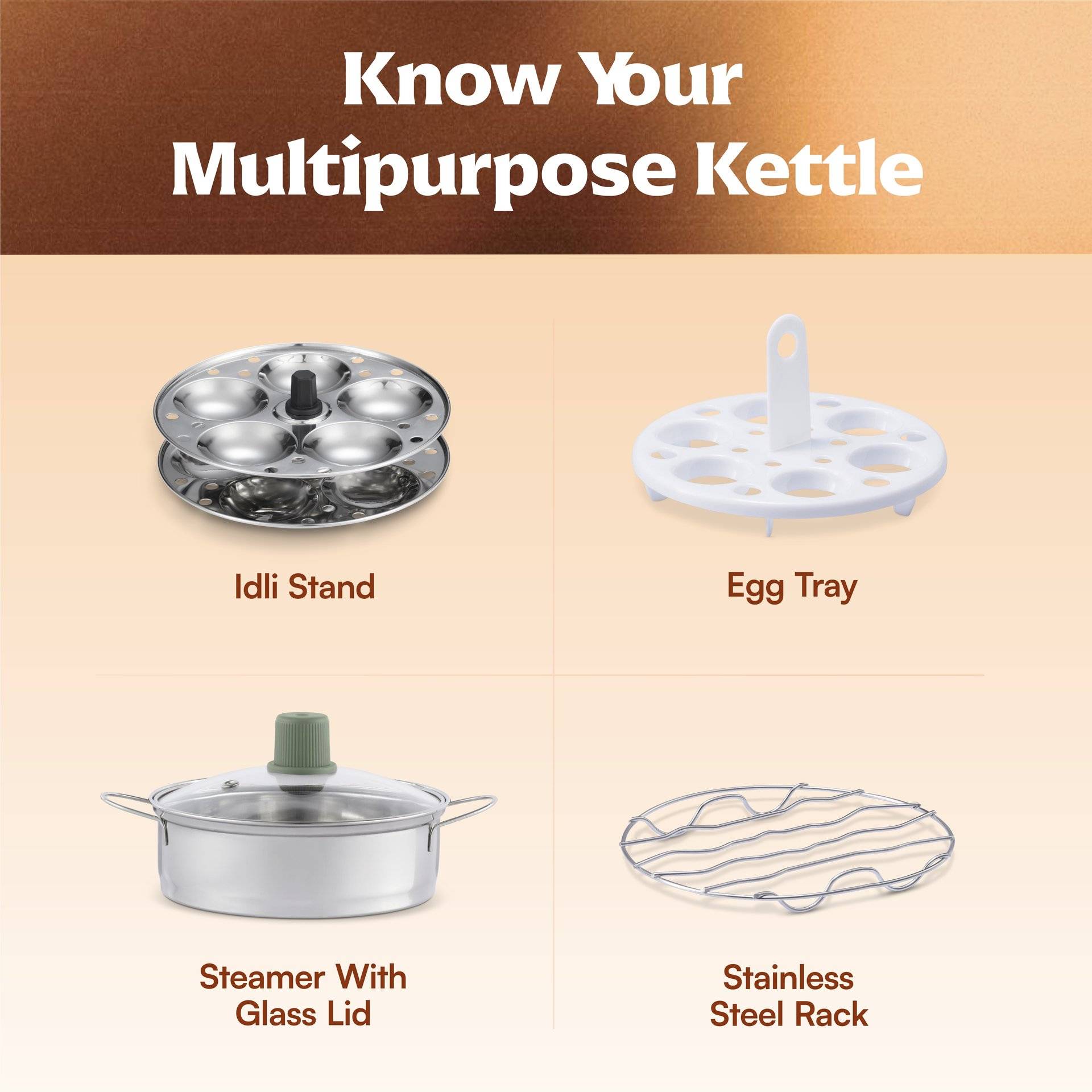 Cookwell Multipurpose Cook Kettle 1.5L Nonstick with Steamer - Image 3